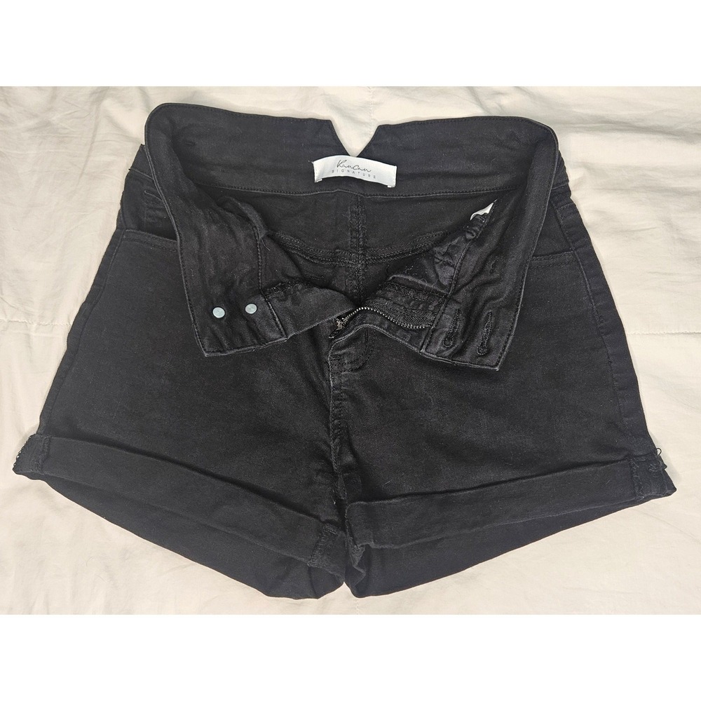 Kancan Black Denim Jean Shorts Estilo Stretch High Rise Cuffed Size 27